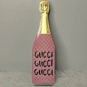 Home Designs Gucci Gucci Gucci Champagne Bottle Wooden Home Decor